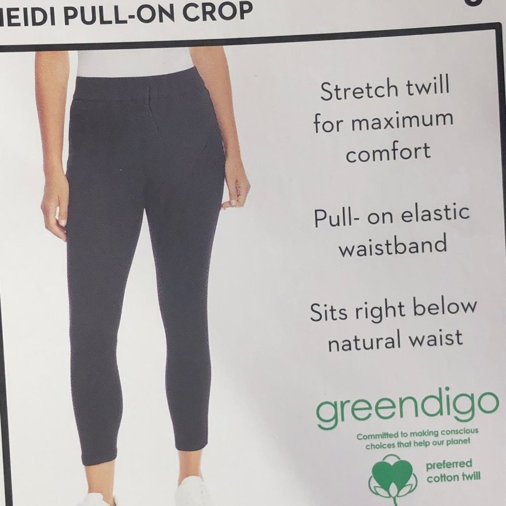 NINE WEST HEIDI PULL- ON CROP BLACK STRETCH TWILL PANTS 6 NWT